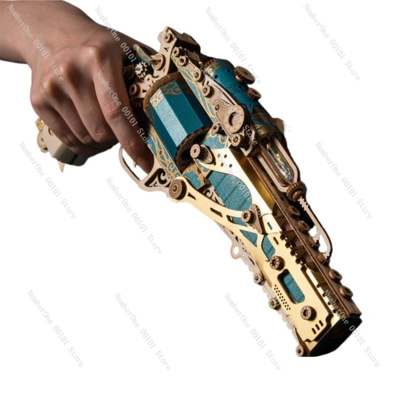 Model Kit Revolver - Креативный деревянный конструктор-головоломка «Револьвер»: 3D-пазл, механический
