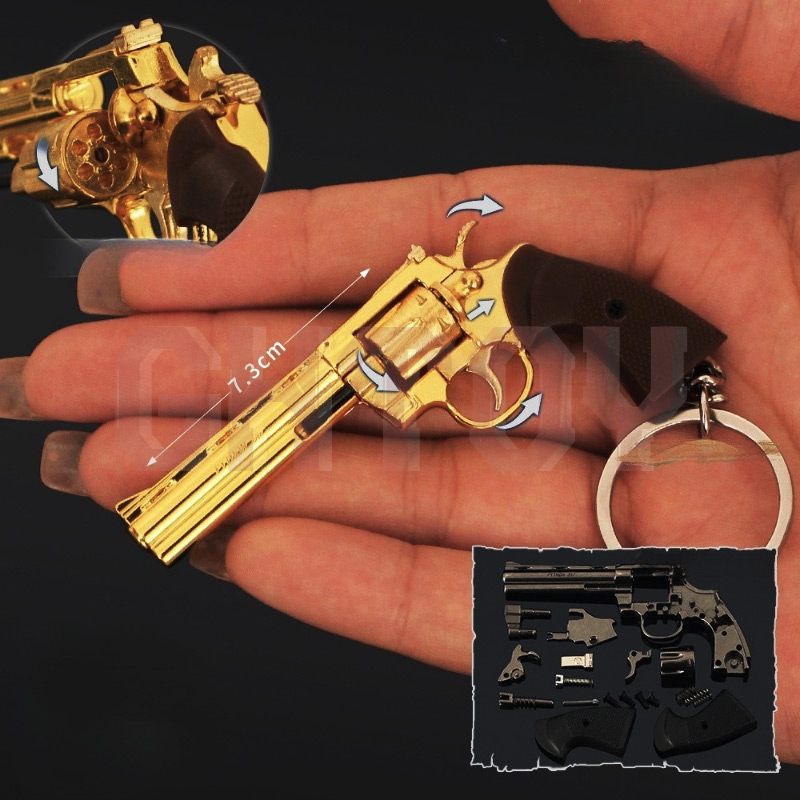 Model Kit Revolver - 7,3 см/2,87 дюйма мини-сплав, маленький кулон-пистолет,