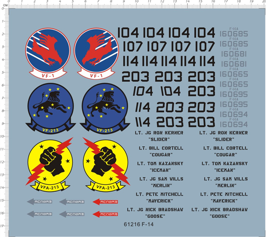 Model Kit Decals - Масштаб 1/32 US F-14 VF-1 VFA-213